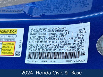 2024 Honda Civic Si Base