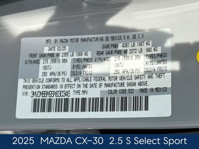 2025 Mazda Mazda CX-30 2.5 S Select Sport
