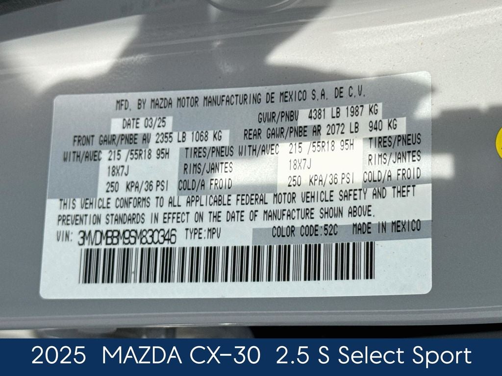 2025 Mazda Mazda CX-30 2.5 S Select Sport
