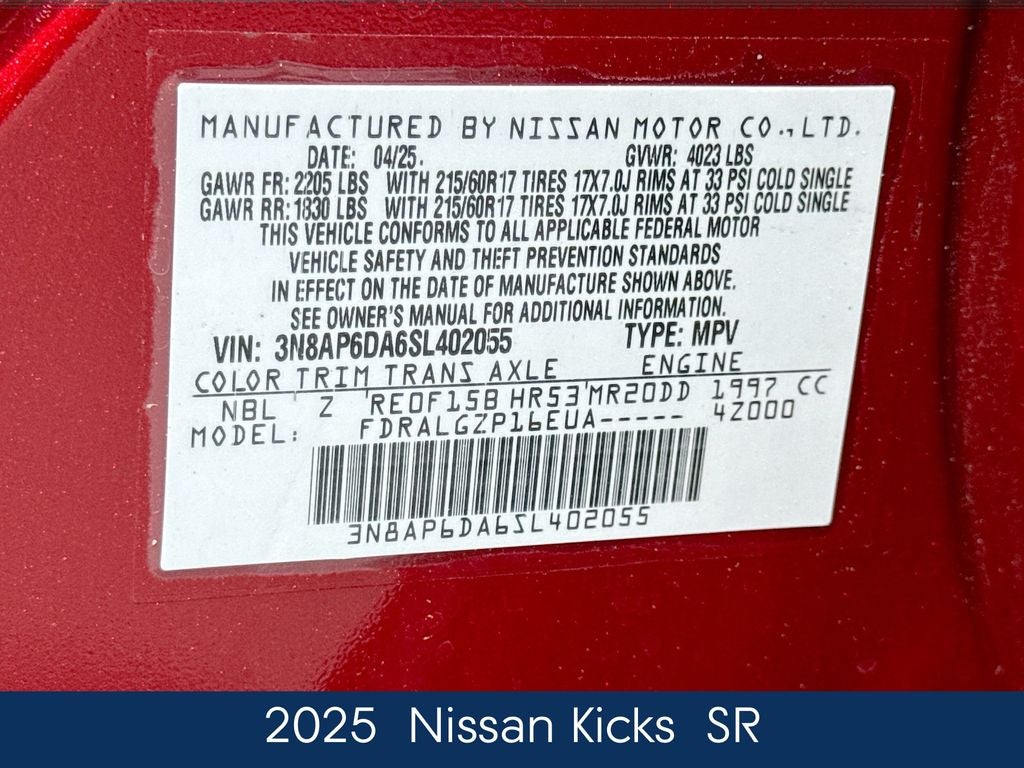 2025 Nissan Kicks SR