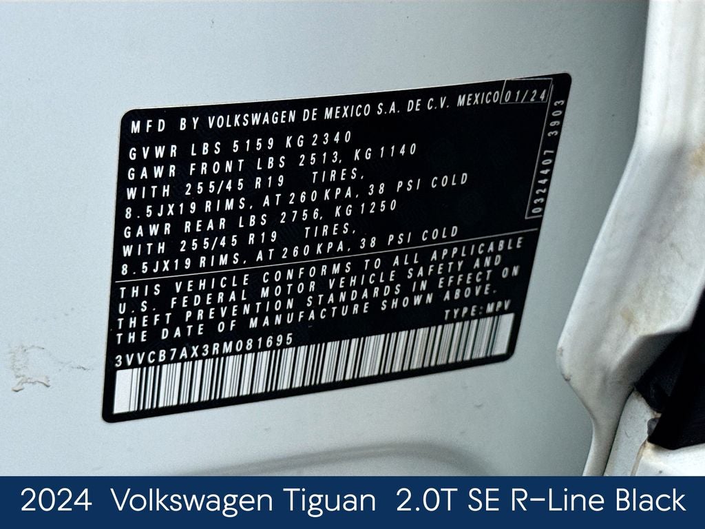 2024 Volkswagen Tiguan 2.0T SE R-Line Black