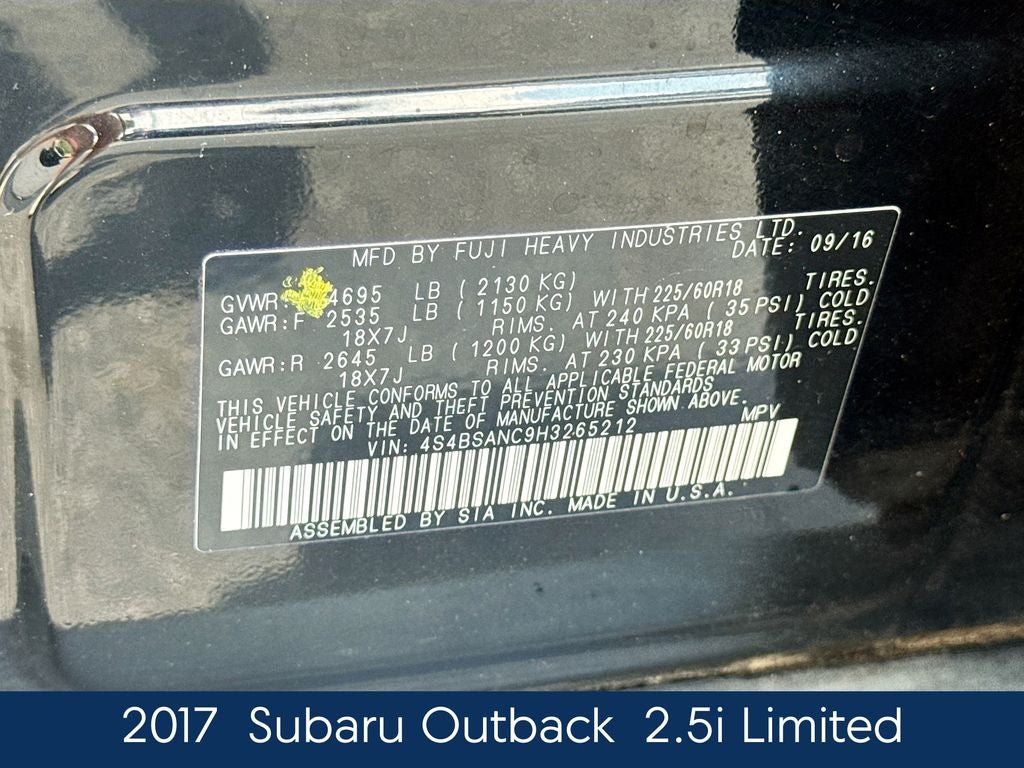 2017 Subaru Outback 2.5i Limited