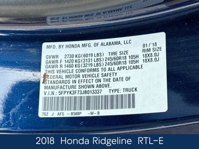 2018 Honda Ridgeline RTL-E