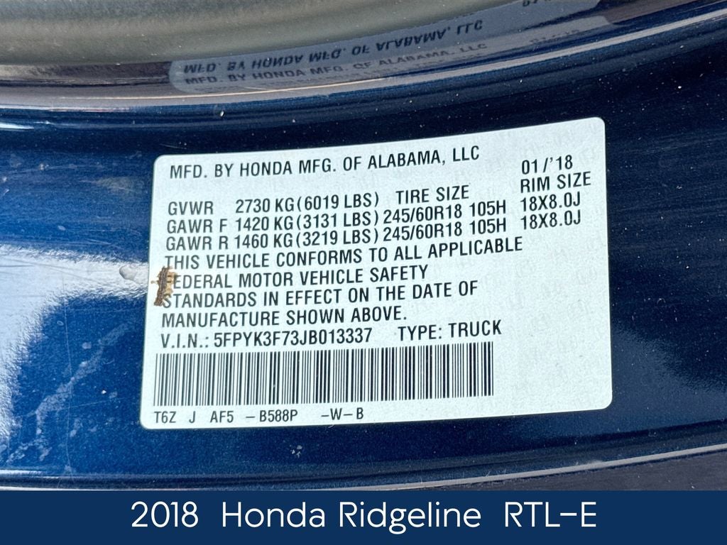 2018 Honda Ridgeline RTL-E