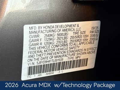2026 Acura MDX Technology Package