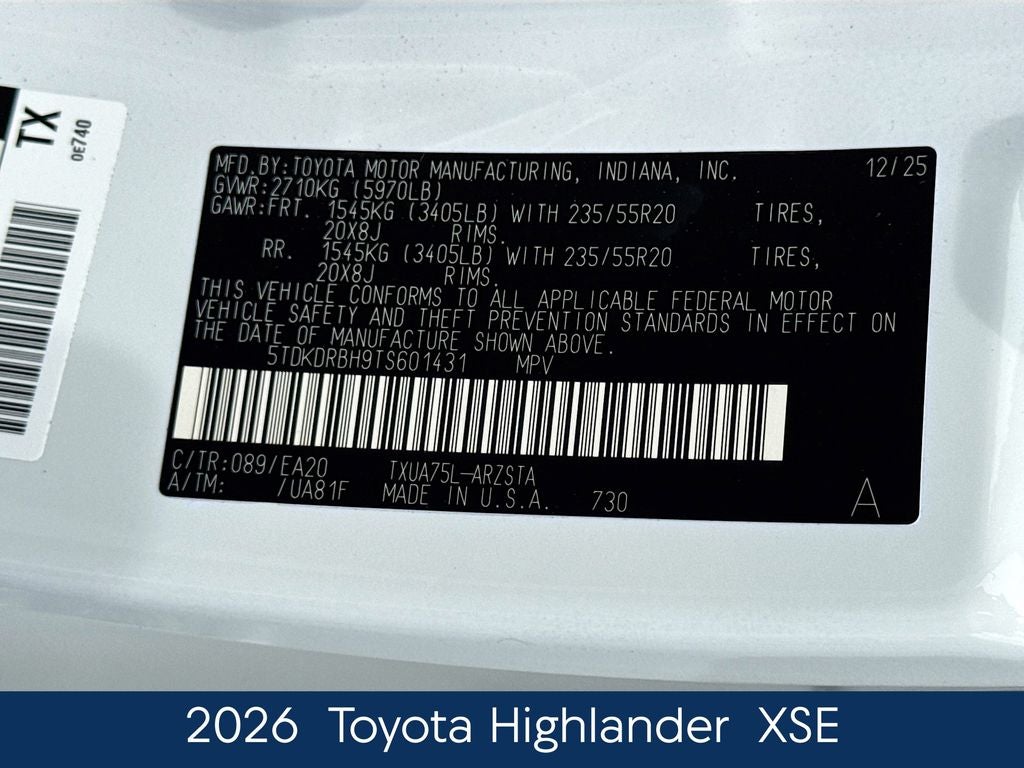 2026 Toyota Highlander XSE