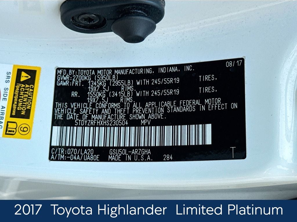 2017 Toyota Highlander Limited Platinum