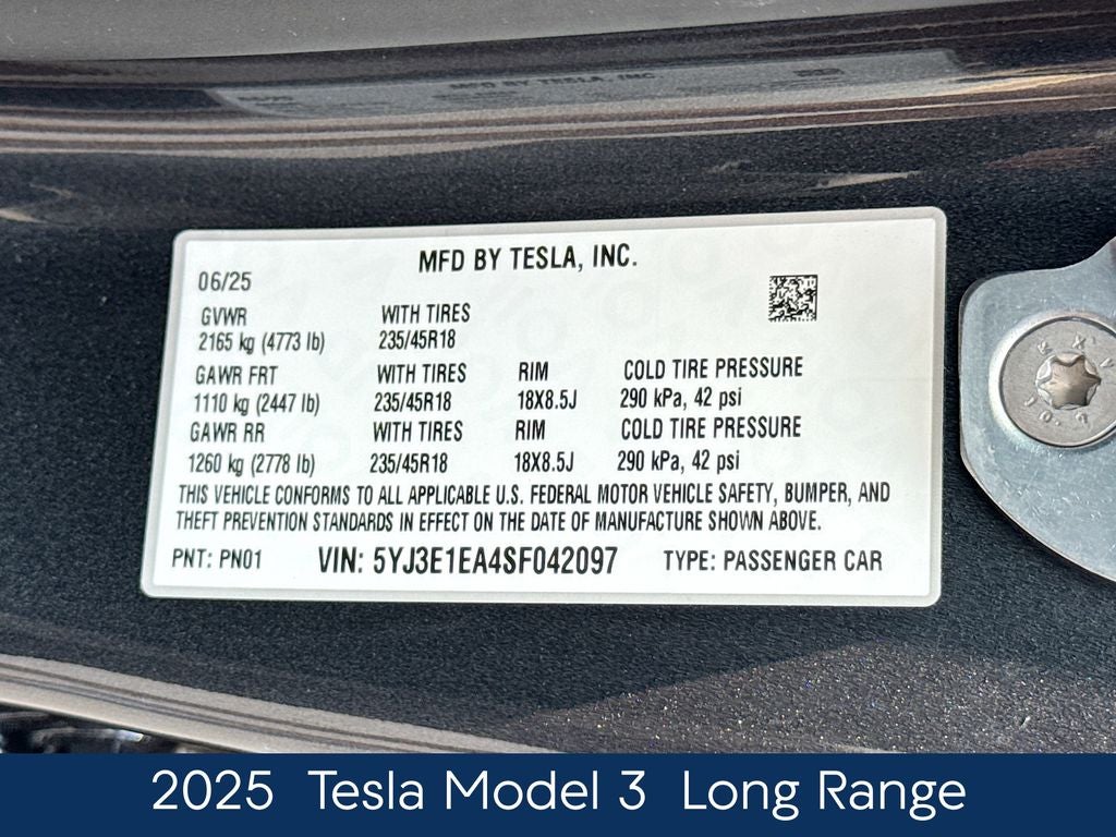 2025 Tesla Model 3 Long Range