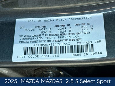 2025 Mazda Mazda3 2.5 S Select Sport Base