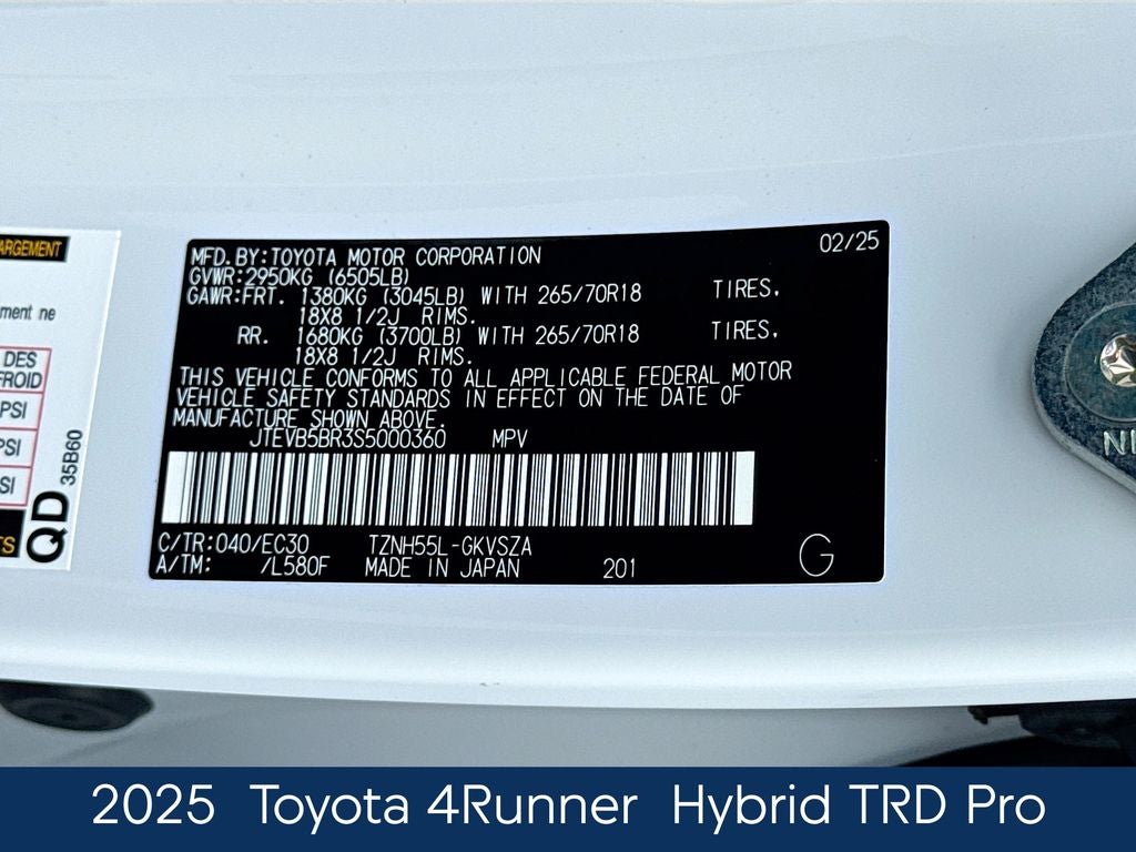 2025 Toyota 4Runner i-FORCE MAX Hybrid TRD Pro