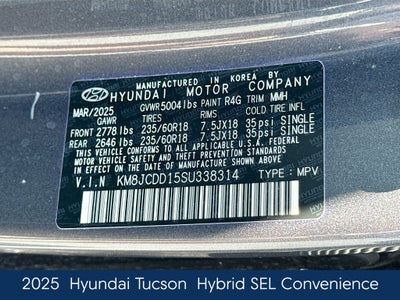 2025 Hyundai Tucson Hybrid SEL Convenience