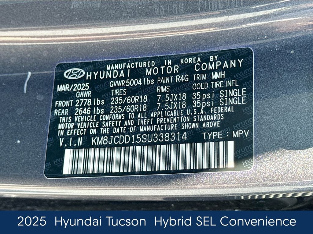 2025 Hyundai Tucson Hybrid SEL Convenience