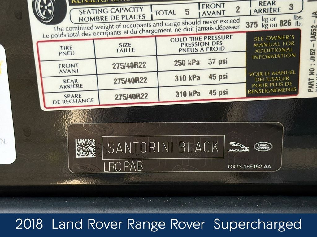 2018 Land Rover Range Rover 5.0L V8 Supercharged