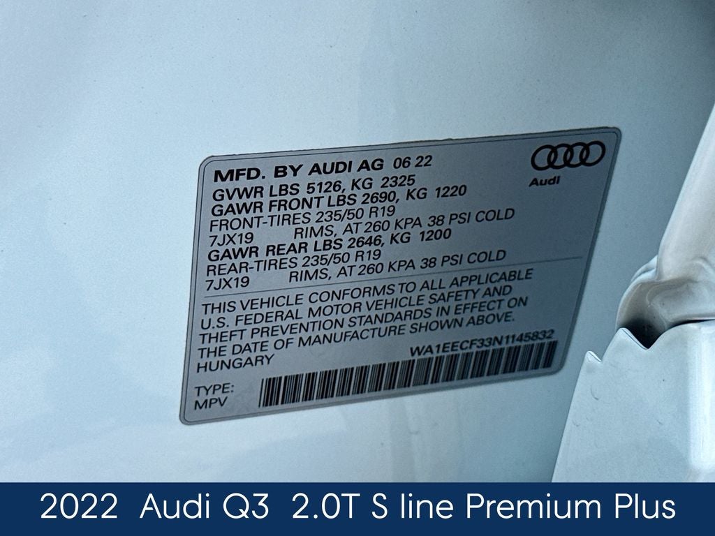 2022 Audi Q3 Premium Plus S Line quattro