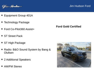 2022 Ford Explorer ST FORD CERTIFIED TECH PACKAGE CO PILOT 360 ASSIST +