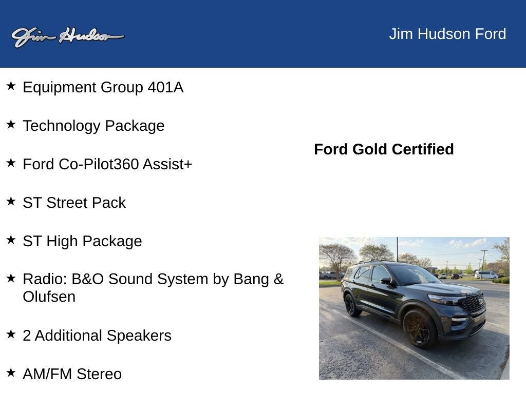 2022 Ford Explorer ST FORD CERTIFIED TECH PACKAGE CO PILOT 360 ASSIST +