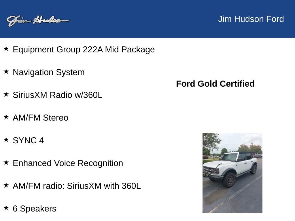 2022 Ford Bronco Big Bend FORD CERTIFIED MID PACKAGE CO PILOT 360