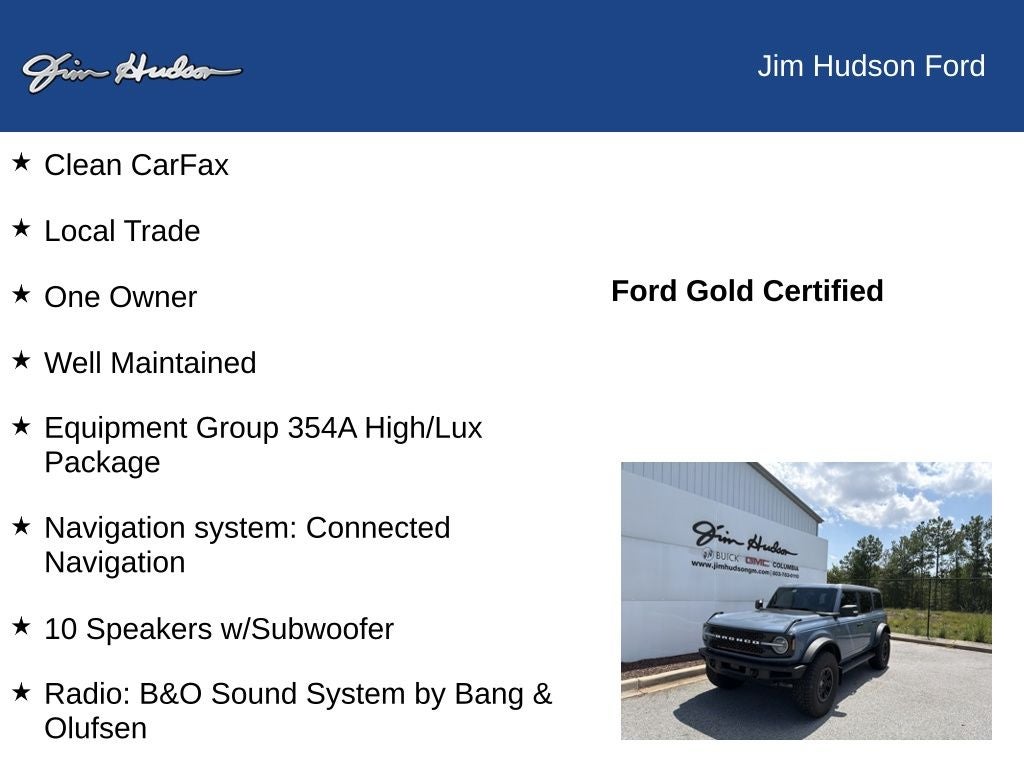 2024 Ford Bronco Wildtrak FORD CERTIFIED HIGH/LUX PACKAGE