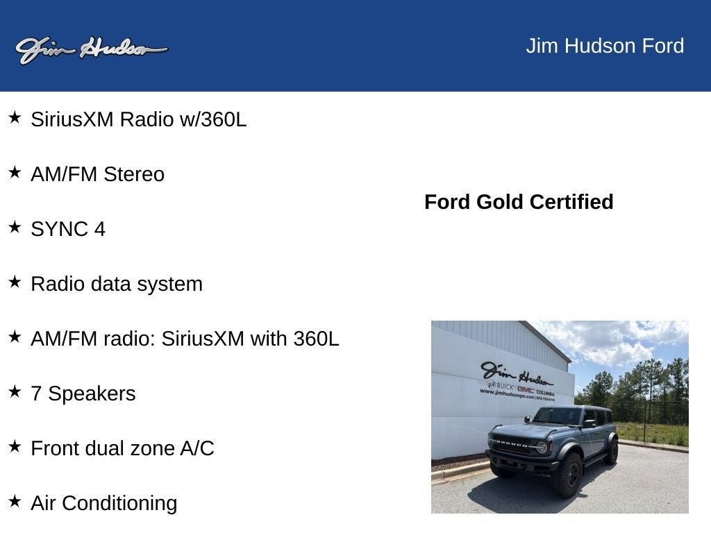 2024 Ford Bronco Wildtrak FORD CERTIFIED HIGH/LUX PACKAGE