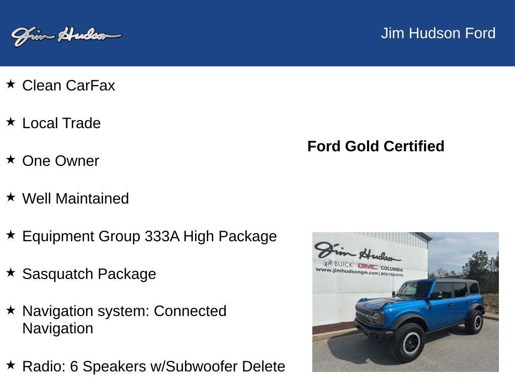 2023 Ford Bronco Badlands CERTIFIED MID-HIGH PKG SASQUATCH