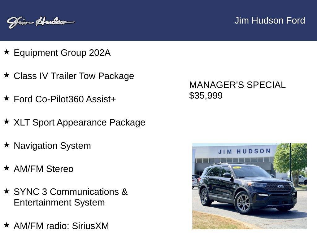 2023 Ford Explorer XLT CERTIFIED CO PILOT 360 SPORT PACKAGE