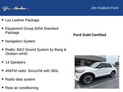 2025 Ford Explorer Platinum FORD CERTIFIED LUX LEATHER PANO ROOF