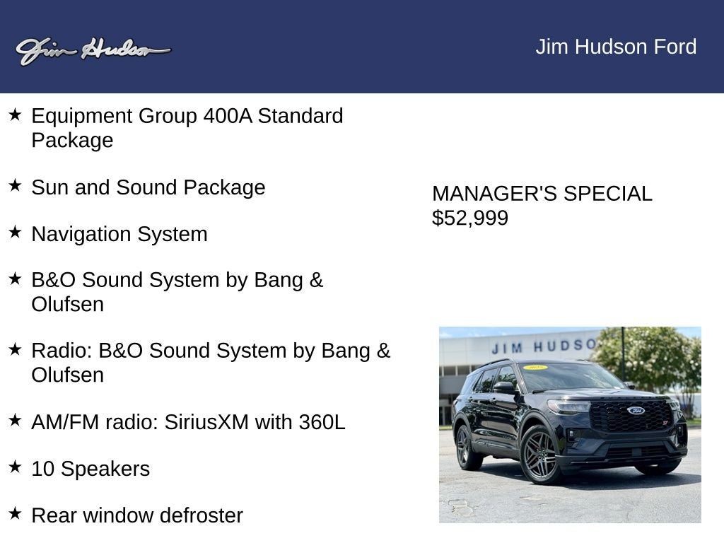 2025 Ford Explorer ST CERTIFIED SUN AND SOUND PACKAGE