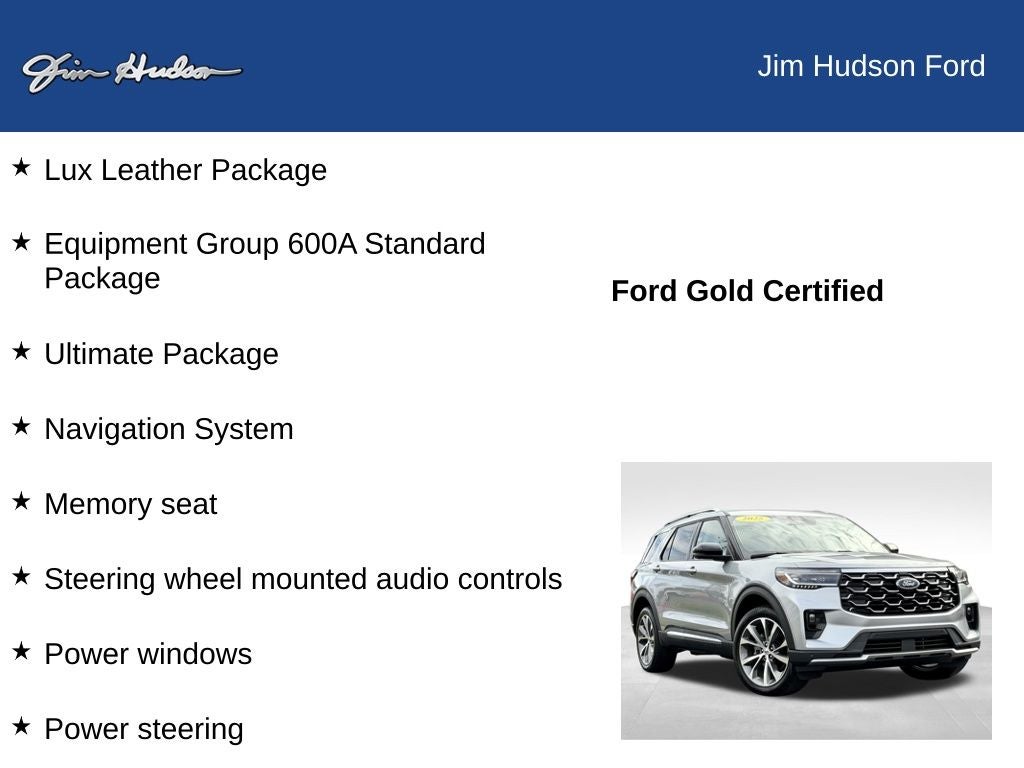 2025 Ford Explorer Platinum CERTIFIED ULTIMATE PACKAGE BLUE CRUISE LUX LEATHER