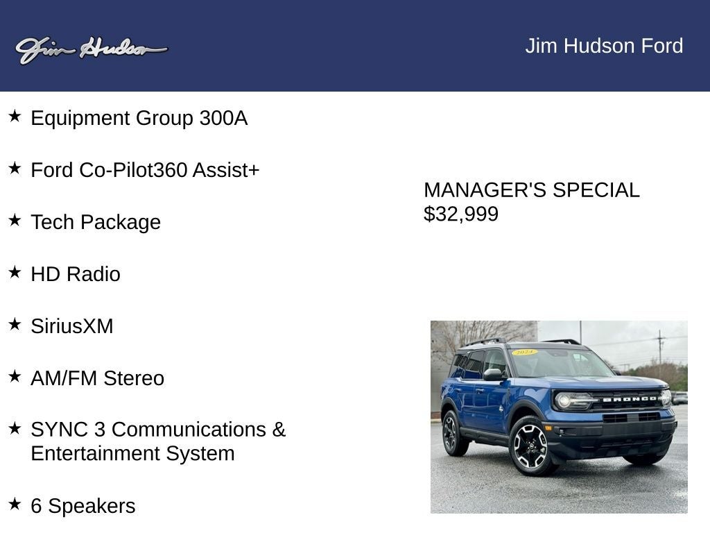 2024 Ford Bronco Sport Outer Banks GOLD CERTIFIED CO PILOT 360 ASSIST +