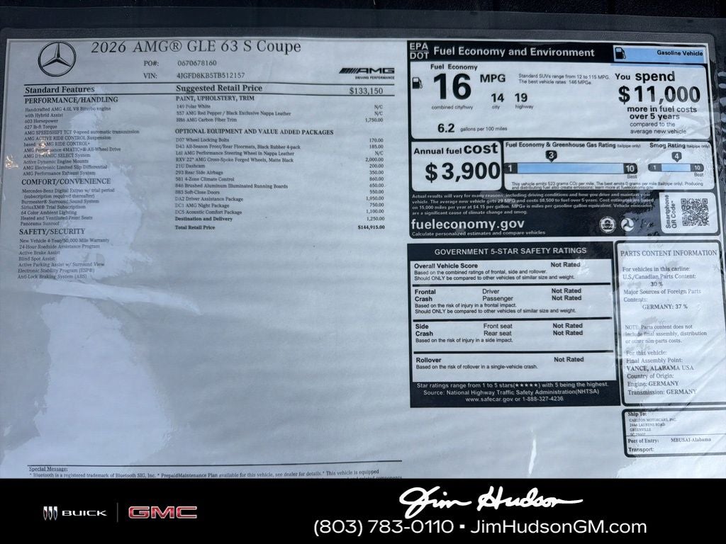 2026 Mercedes-Benz GLE GLE 63 S AMG® 4MATIC®