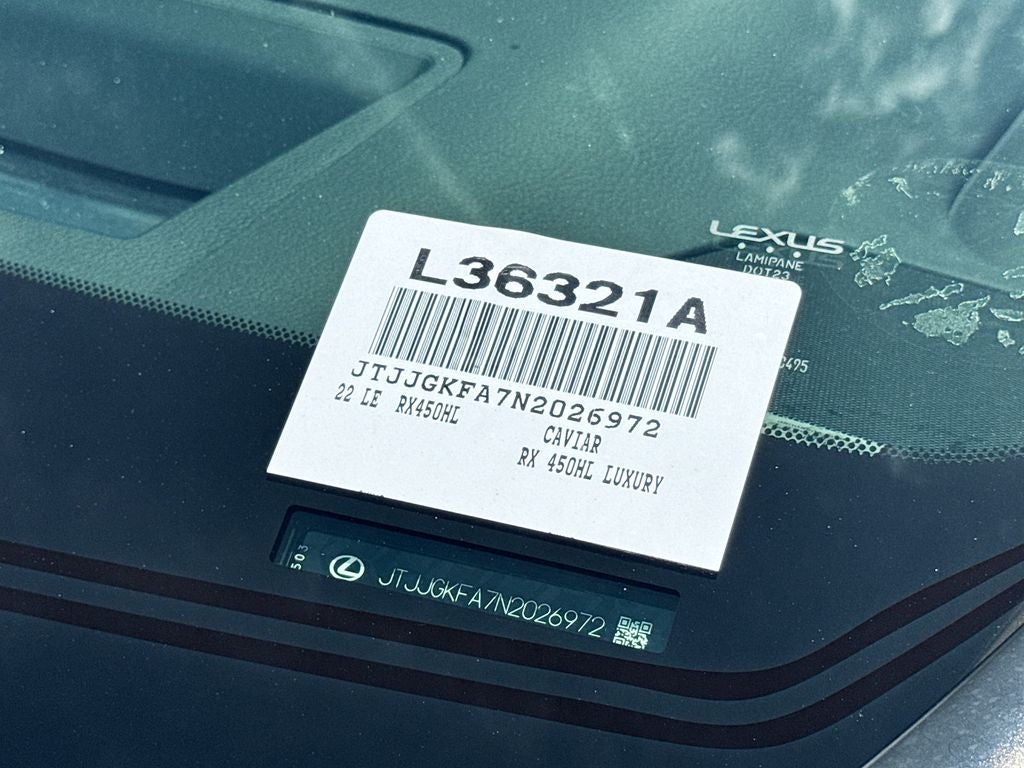 2022 Lexus RX 450hL Luxury L/CERTIFIED