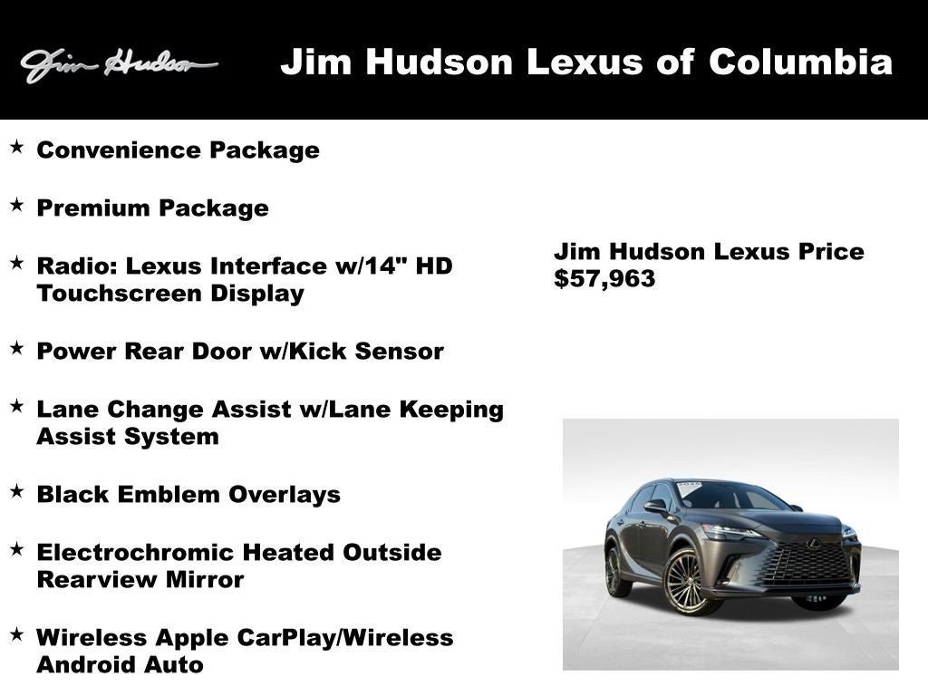 2025 Lexus RX 350 Premium Navigation L/Certified Unlimited Mile Warranty