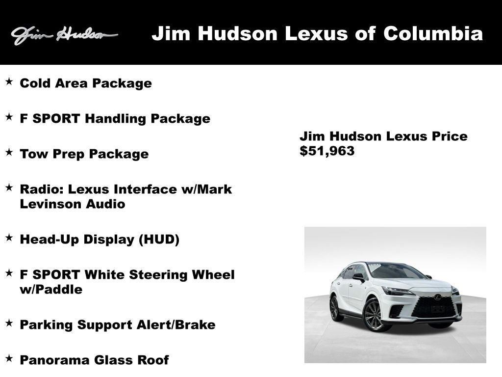 2023 Lexus RX 350 F Sport Handling Navigation Mark Levinson L/Certified Unlimited Mil
