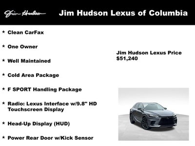 2023 Lexus RX 350 F Sport Handling Navigation L/ Certified Unlimited Mile Warranty