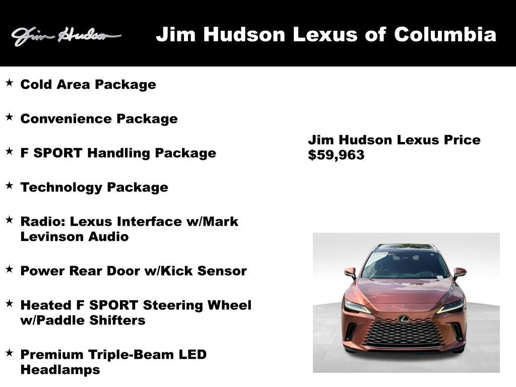 2024 Lexus RX 350 F Sport Handling Navigation Mark Levinson L/Certified Unlimited Mil