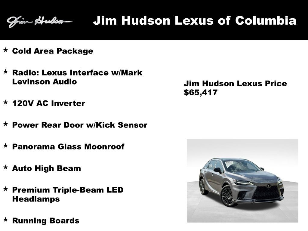 2023 Lexus RX 500h F SPORT Performance Navigation Mark Levinson L/Certified Unlimited Mil