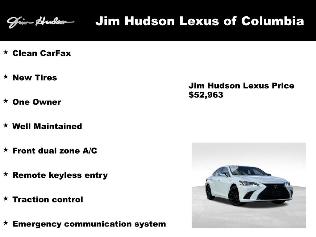 2024 Lexus ES 300h F SPORT Handling Navigation L/Certified Unlimited Mile Warranty