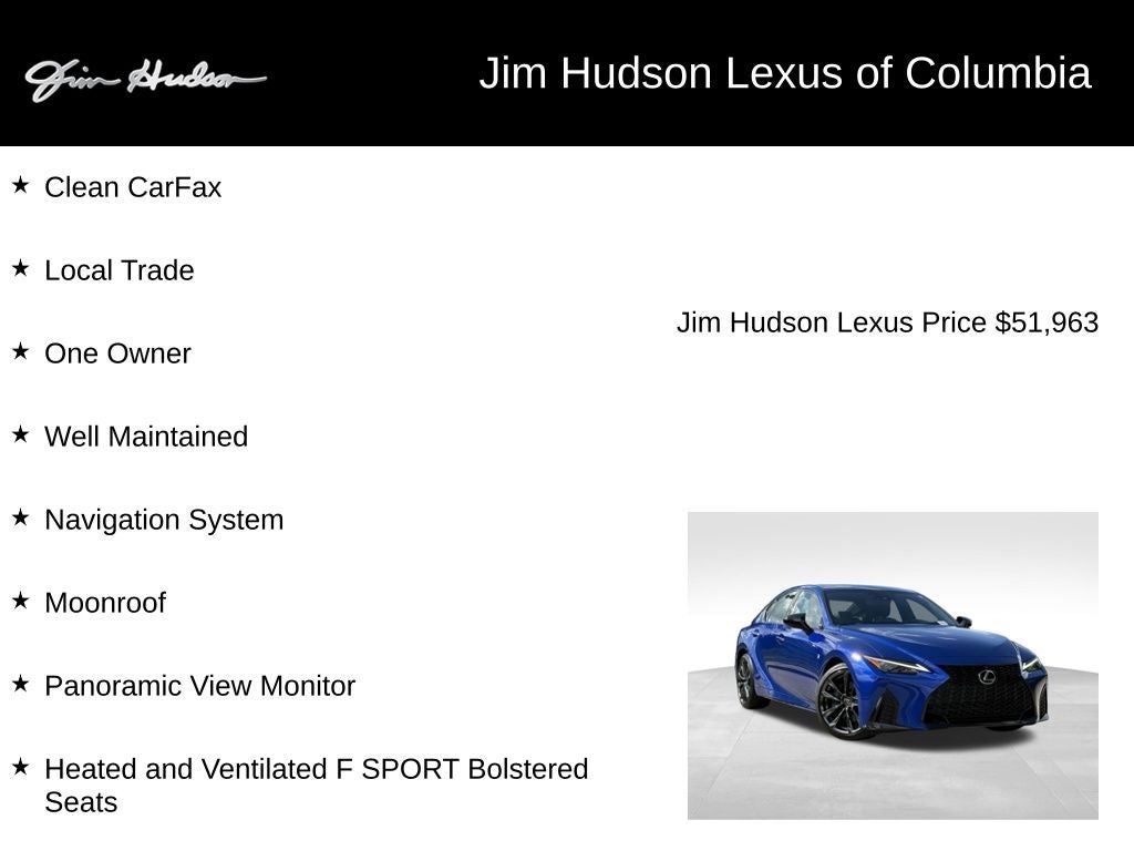 2025 Lexus IS 350 F SPORT Navigation L/Certified Unlimited Mile Warranty
