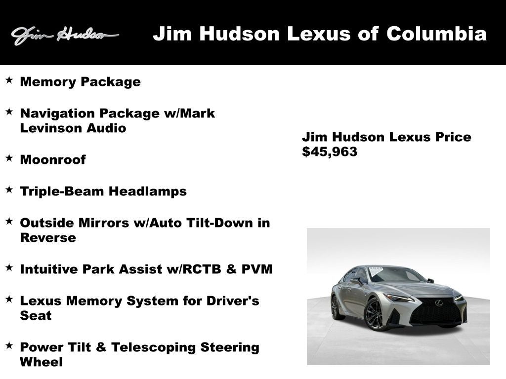 2023 Lexus IS 350 F SPORT Navigation Mark Levinson L/Certified Unlimited Mil