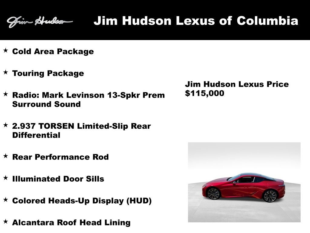 2024 Lexus LC 500 Touring Mark Levinson L/Certified Unlimited Mile W