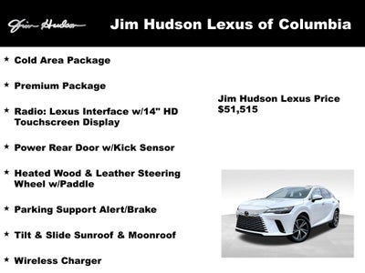 2023 Lexus RX 350 Premium Navigation L/Certified Unlimited Mile Warranty