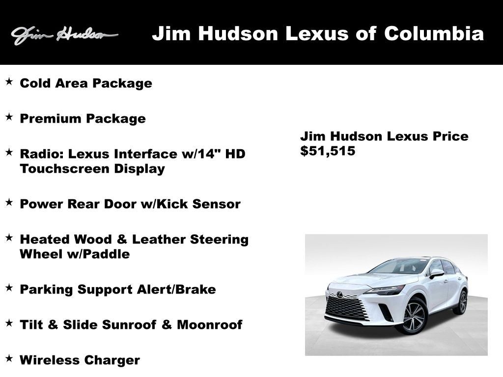 2023 Lexus RX 350 Premium Navigation L/Certified Unlimited Mile Warranty