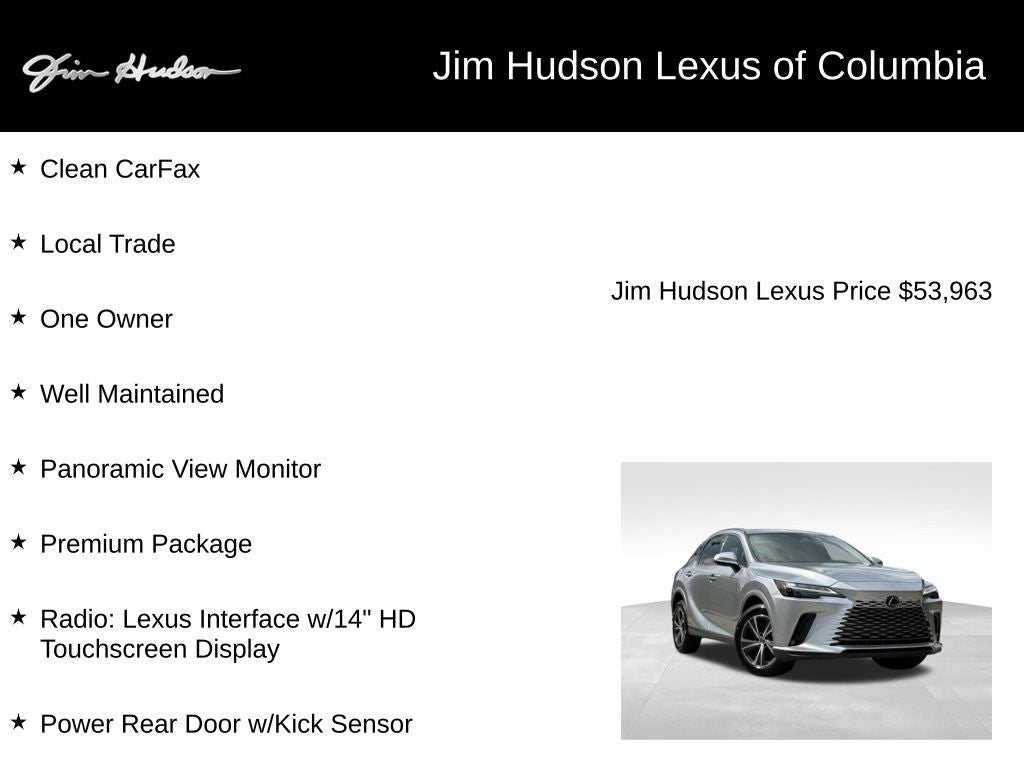 2025 Lexus RX 350 Premium Navigation L/Certified Unlimited Mile Warranty