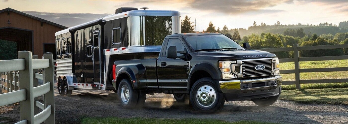 2021 Ford F-250 towing a horse trailer
